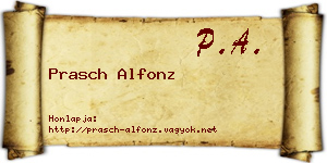 Prasch Alfonz névjegykártya